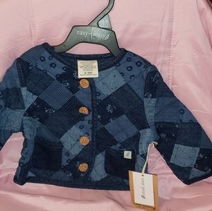 EASY PEASY QUILTED JACKET SIZE 6/9 MONTHS JEAN PATCH LOOK REAL POCKETS